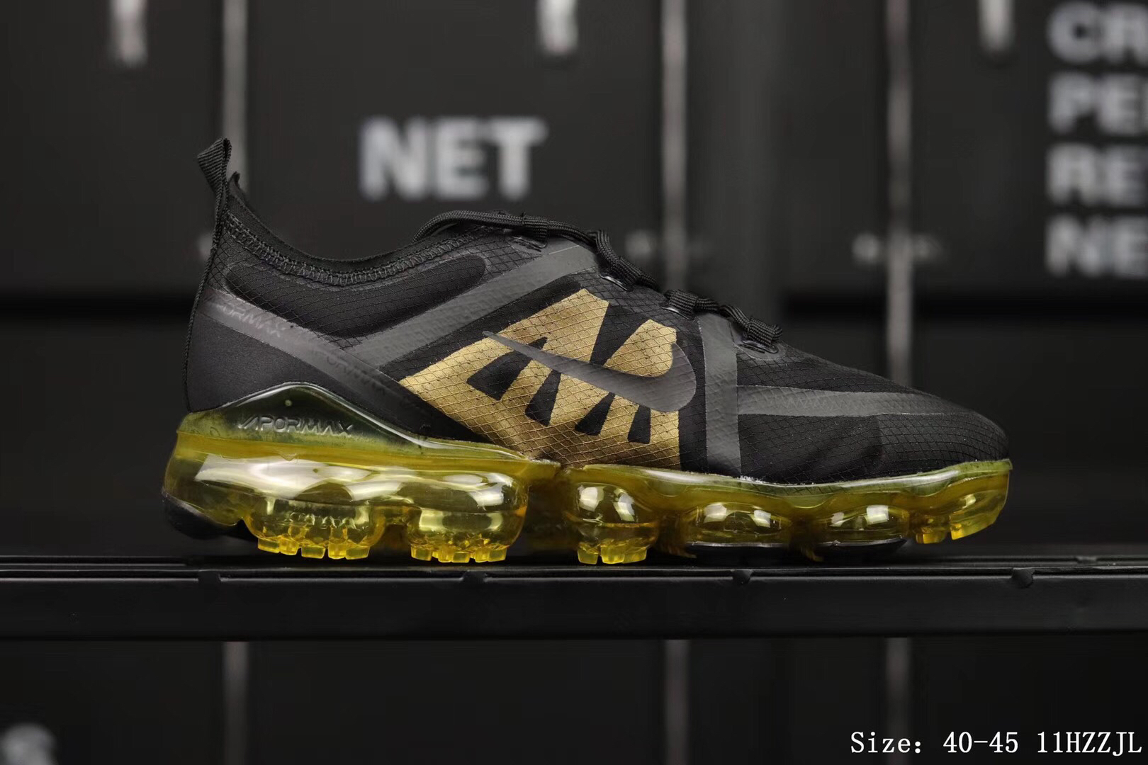 Nike Air Vapormax 2019 Mesh Black Gold Shoes For Women